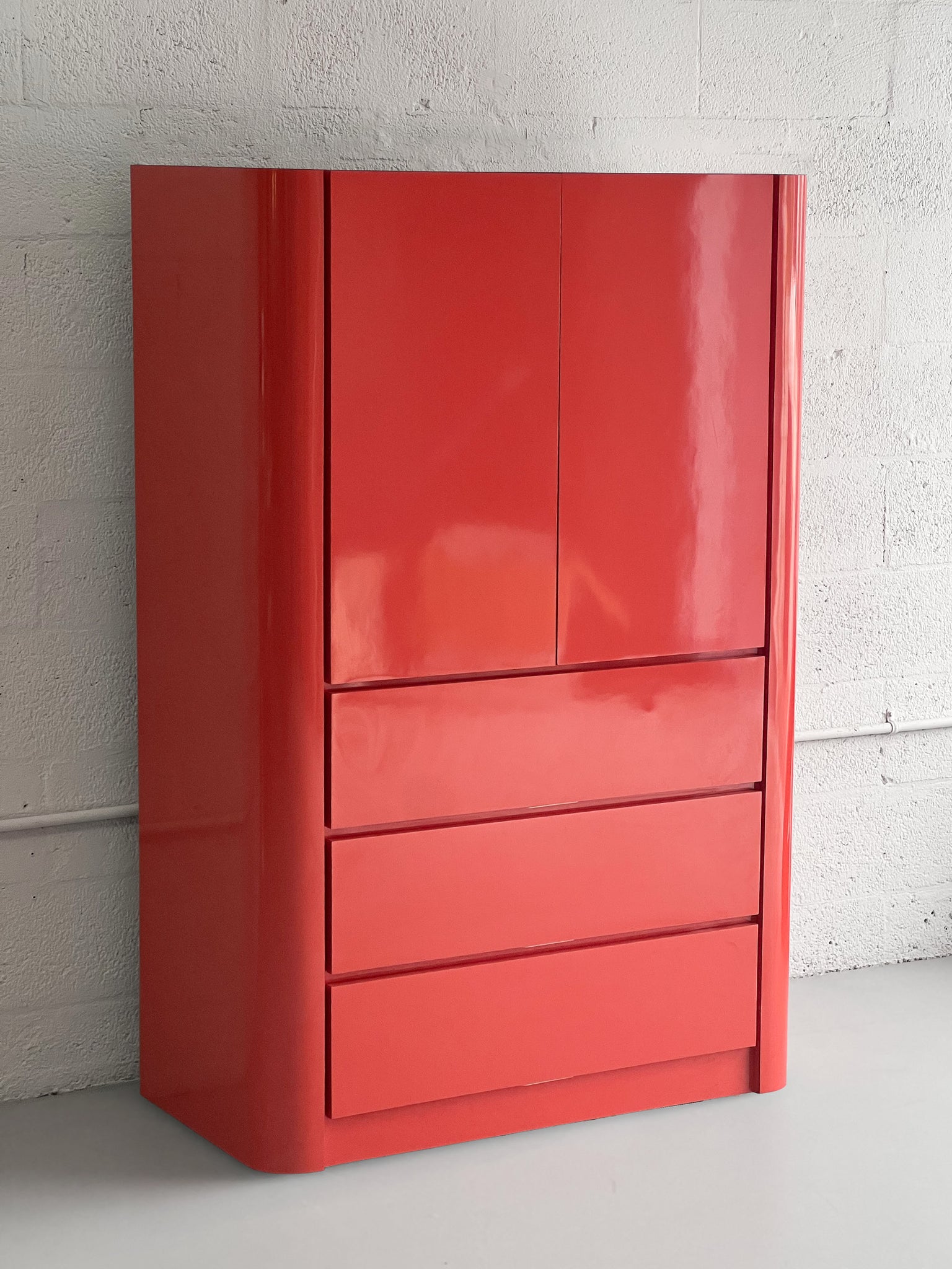 Coral Laminate Armoire, 1990s