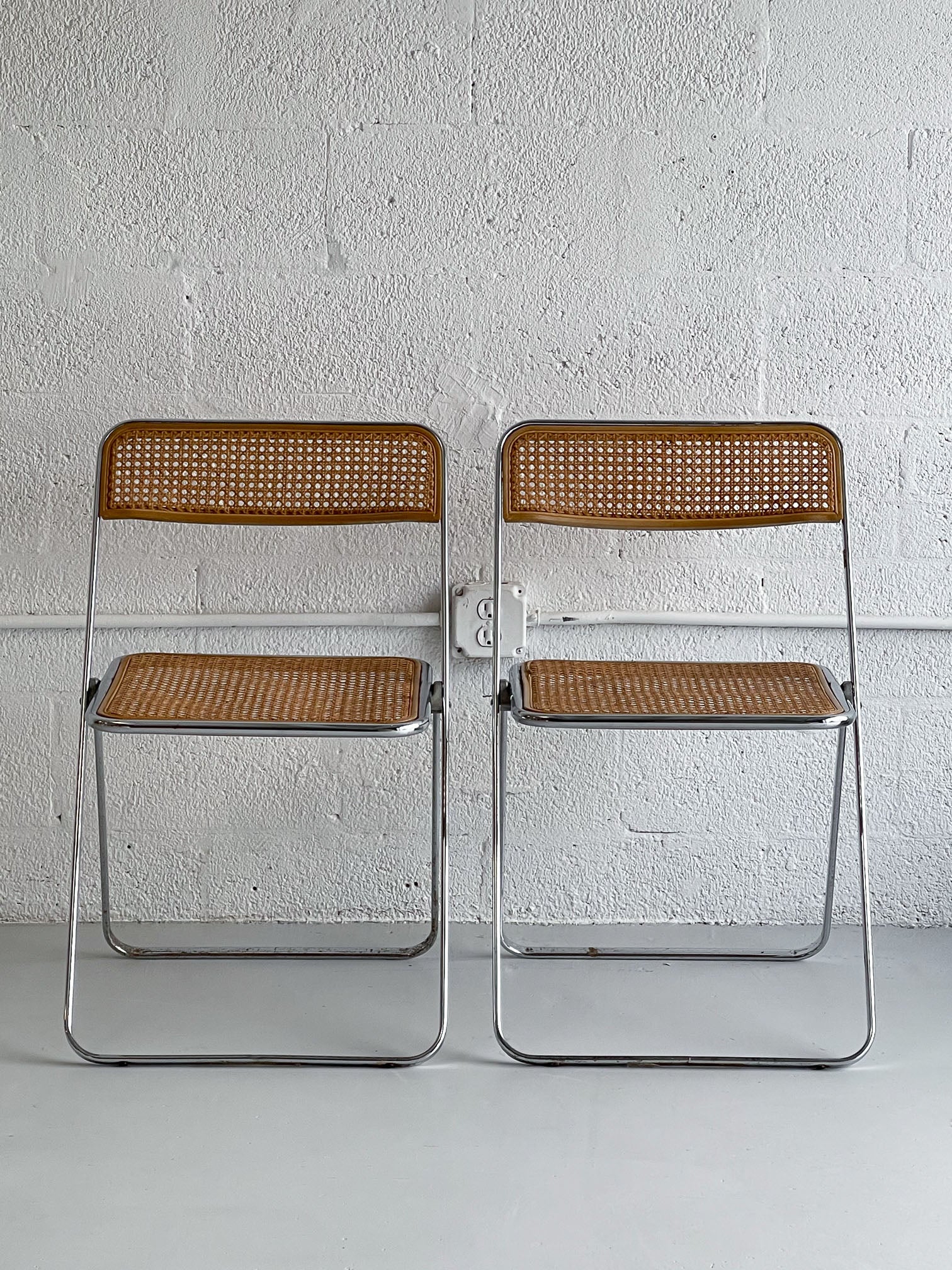 1970s Chrome and Cane Folding Chair