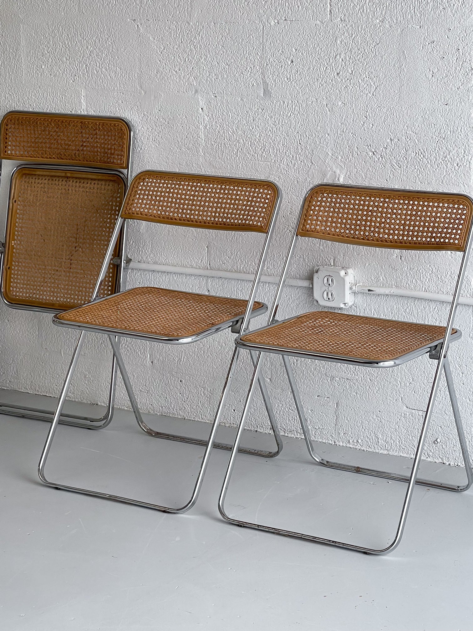 1970s Chrome and Cane Folding Chair