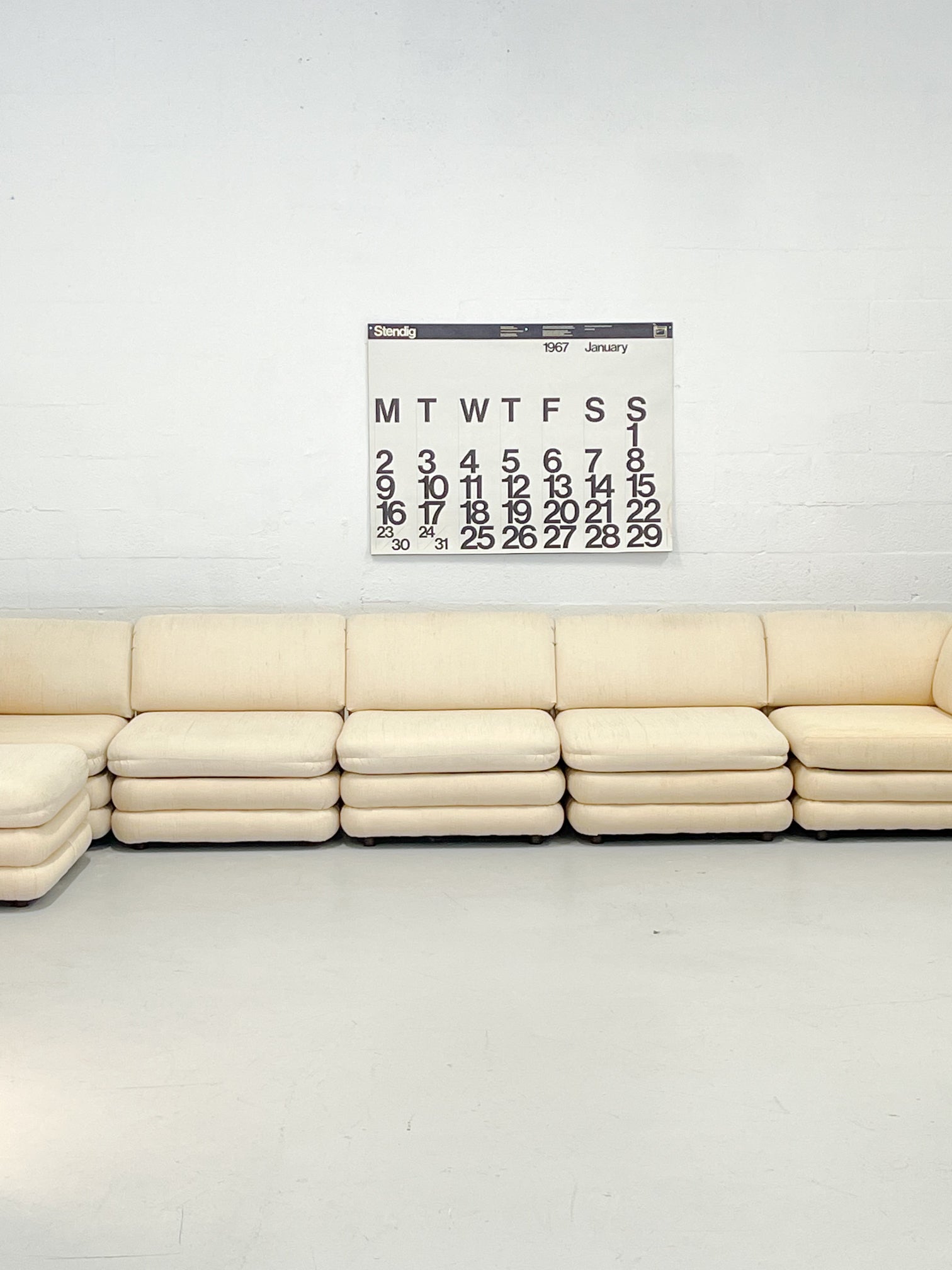 Vintage 6-Piece Cream Channeled Sectional