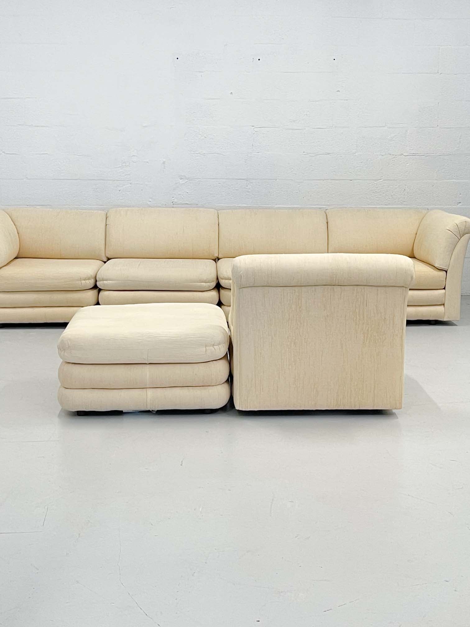 Vintage 6-Piece Cream Channeled Sectional
