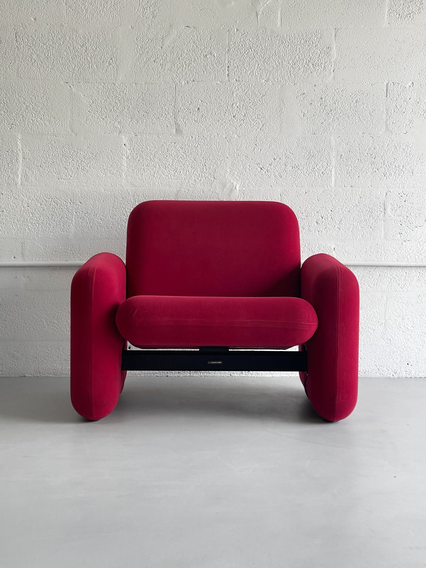 1970s Ruby Red Chiclet Club Chair by Ray Wilkes for Herman Miller