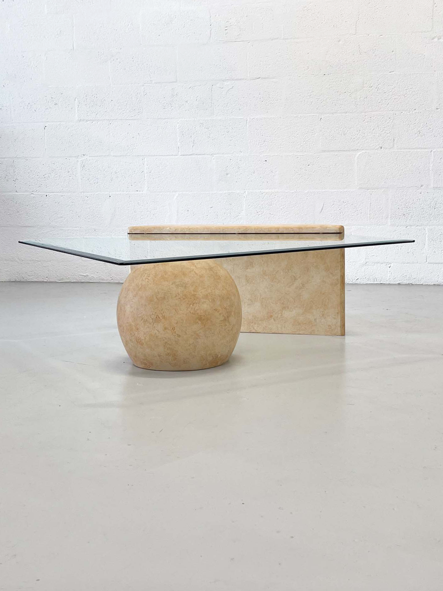 1980s Postmodern Plaster and Glass Coffee Table
