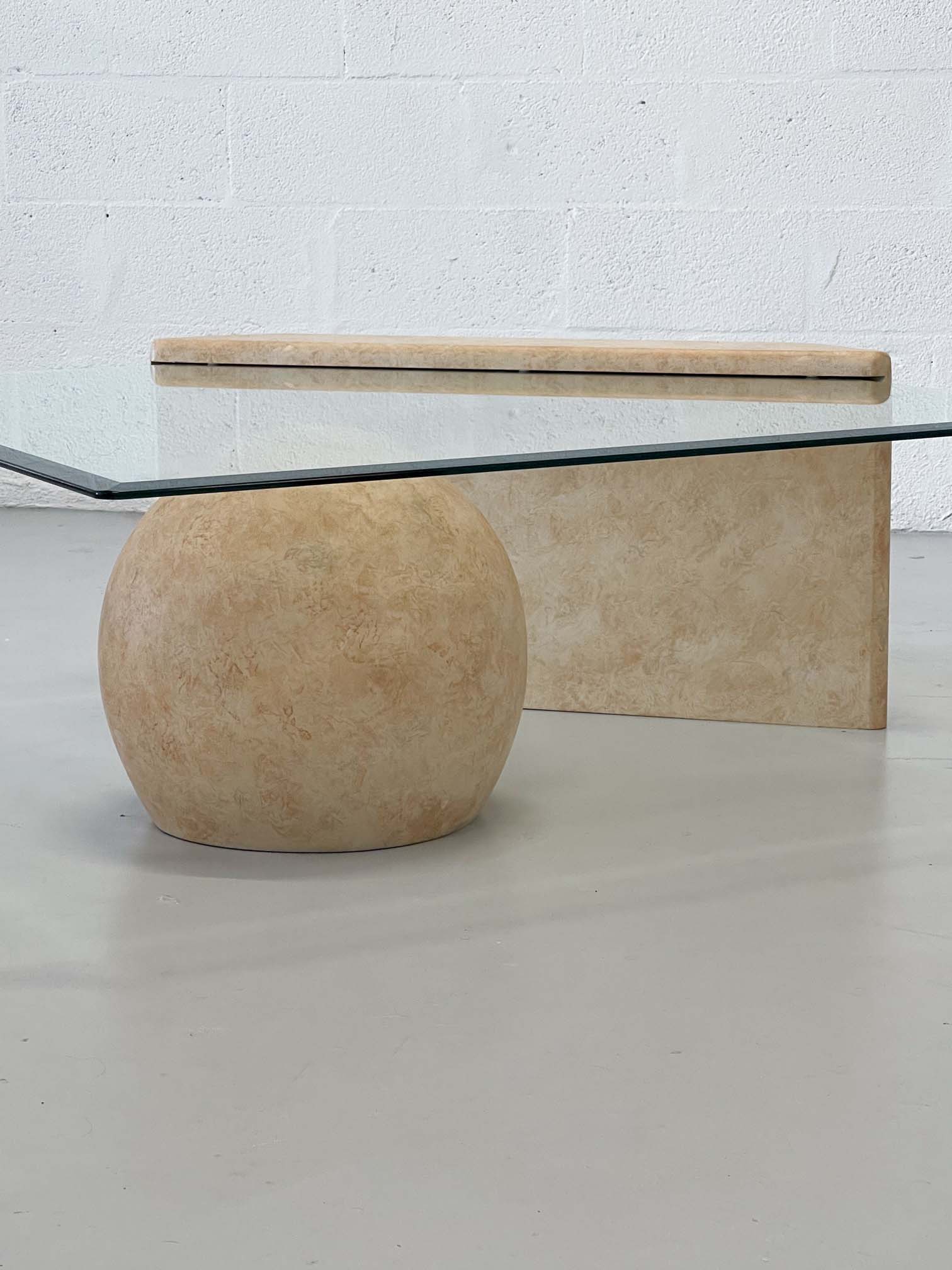 1980s Postmodern Plaster and Glass Coffee Table