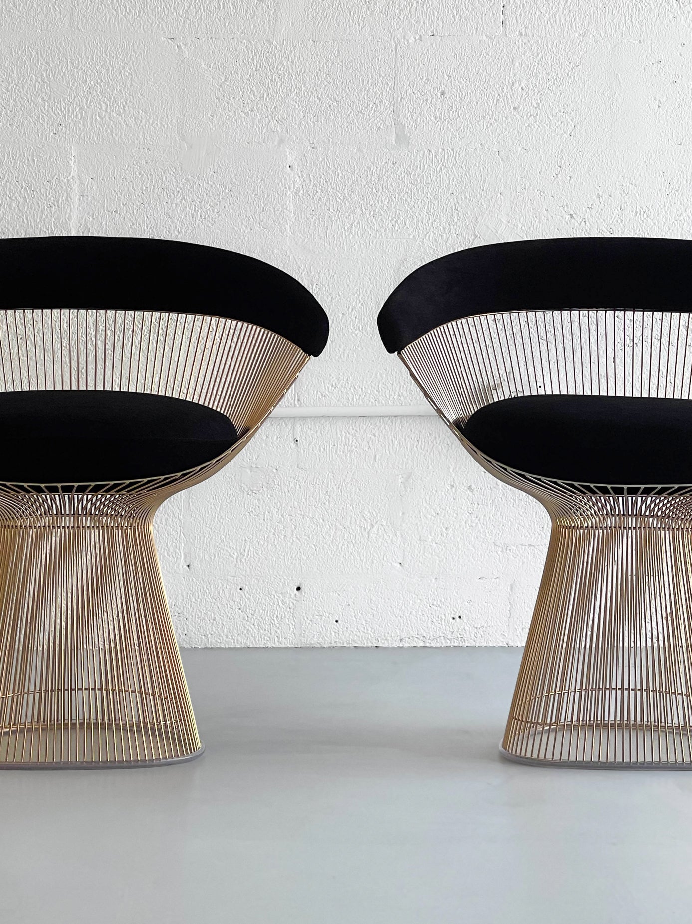 Set of 4 Gold Plated Platner Arm Chairs by Warren Platner for Knoll