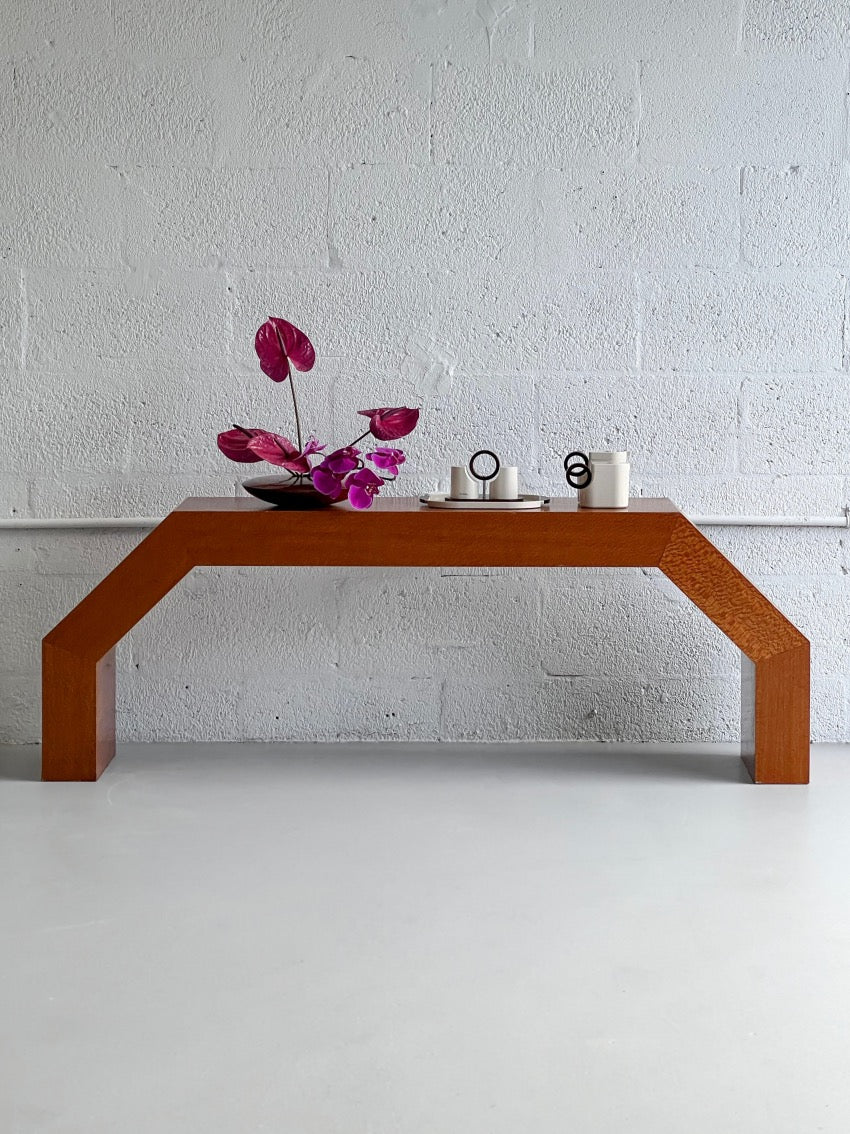 Postmodern Lacewood Low Console Table
