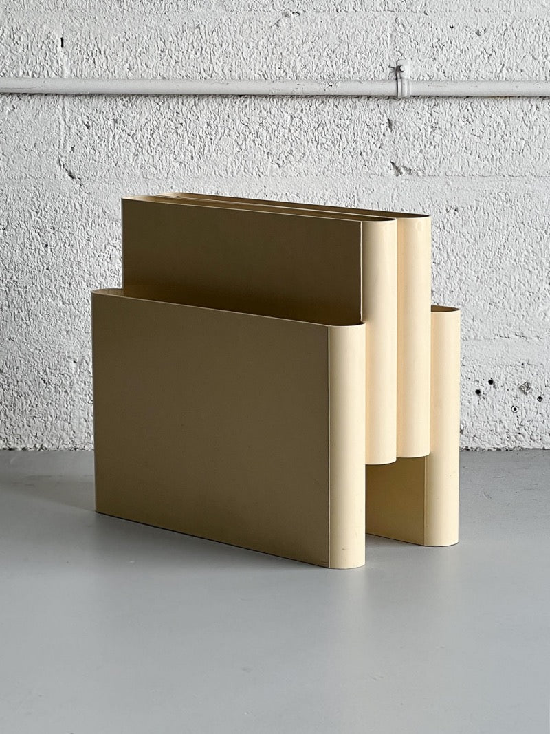Cream Magazine Rack by Giotto Stoppino for Kartell, 1970s