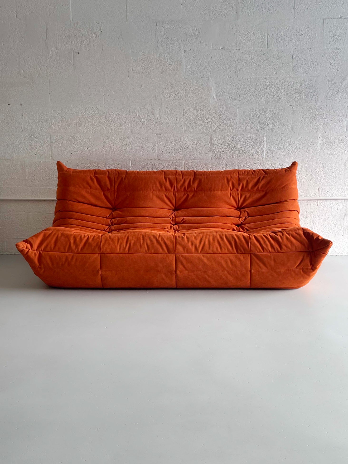 Orange Alcantara Togo Sofa by Michel Ducaroy for Ligne Roset